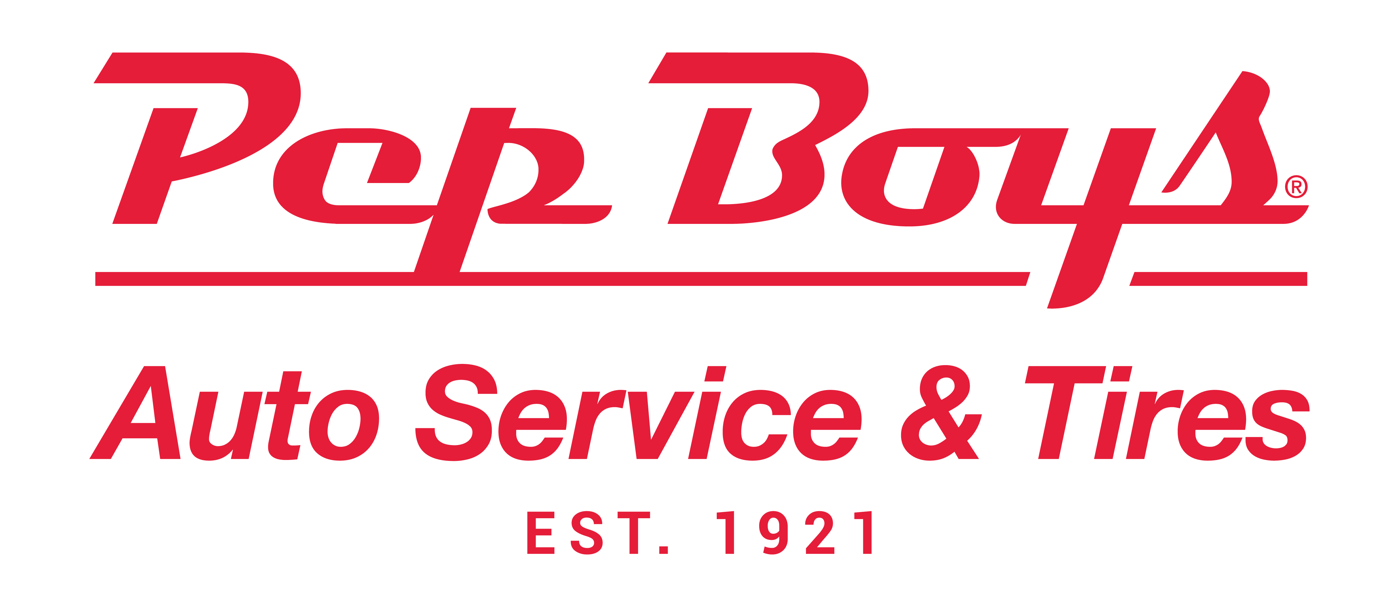 PB Auto Service Tires Logo Stacked Red EST
