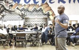 TMF Veteran Mentor deliveres Character Does Matter Presentation at a high school WP