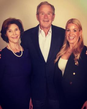 Ryan Manion w George and Laura Bush Stand To