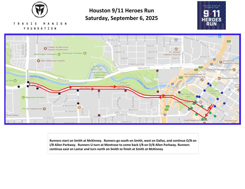 2025 Houston Heroes Run Course Map
